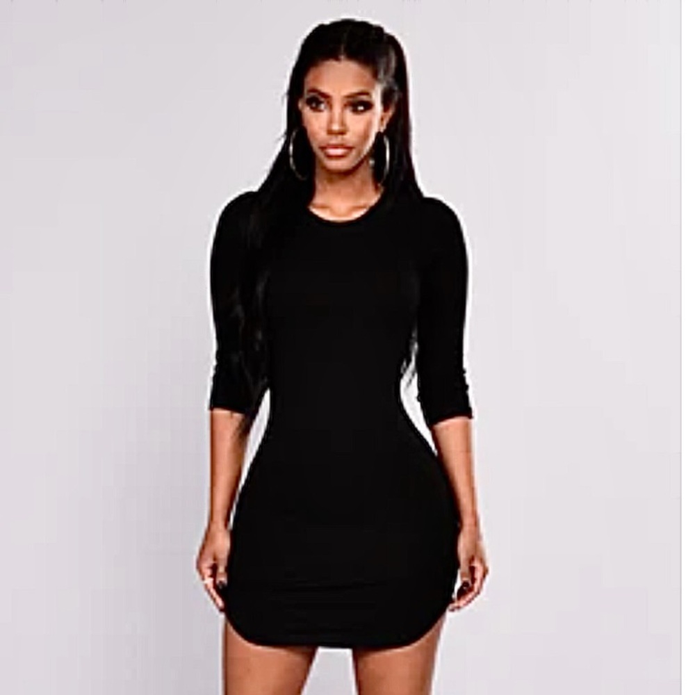 Popular Basics Black Long Sleeve Dress